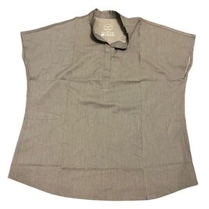 NiaHinn Women Grey Collarless scrub Top Size L